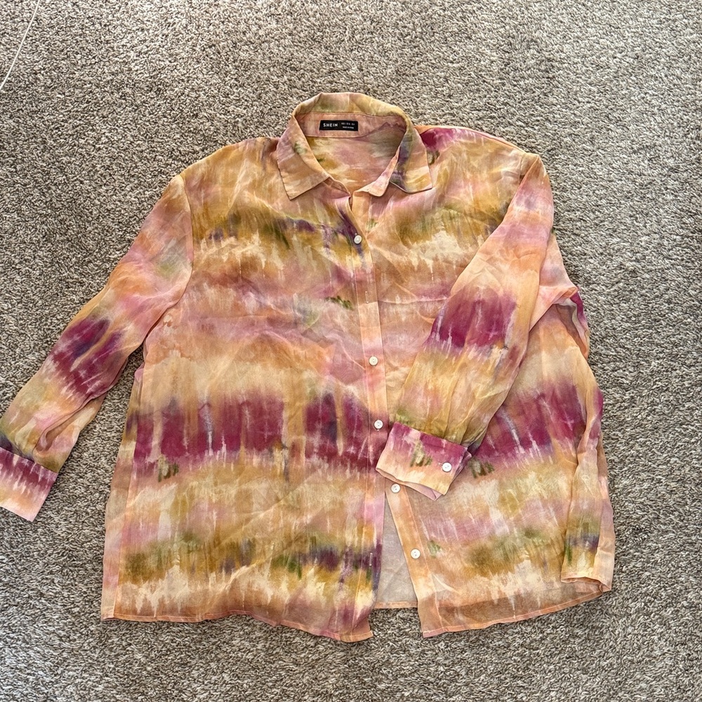 SHEIN Vibrant Tie-Dye Shirt/Coverup